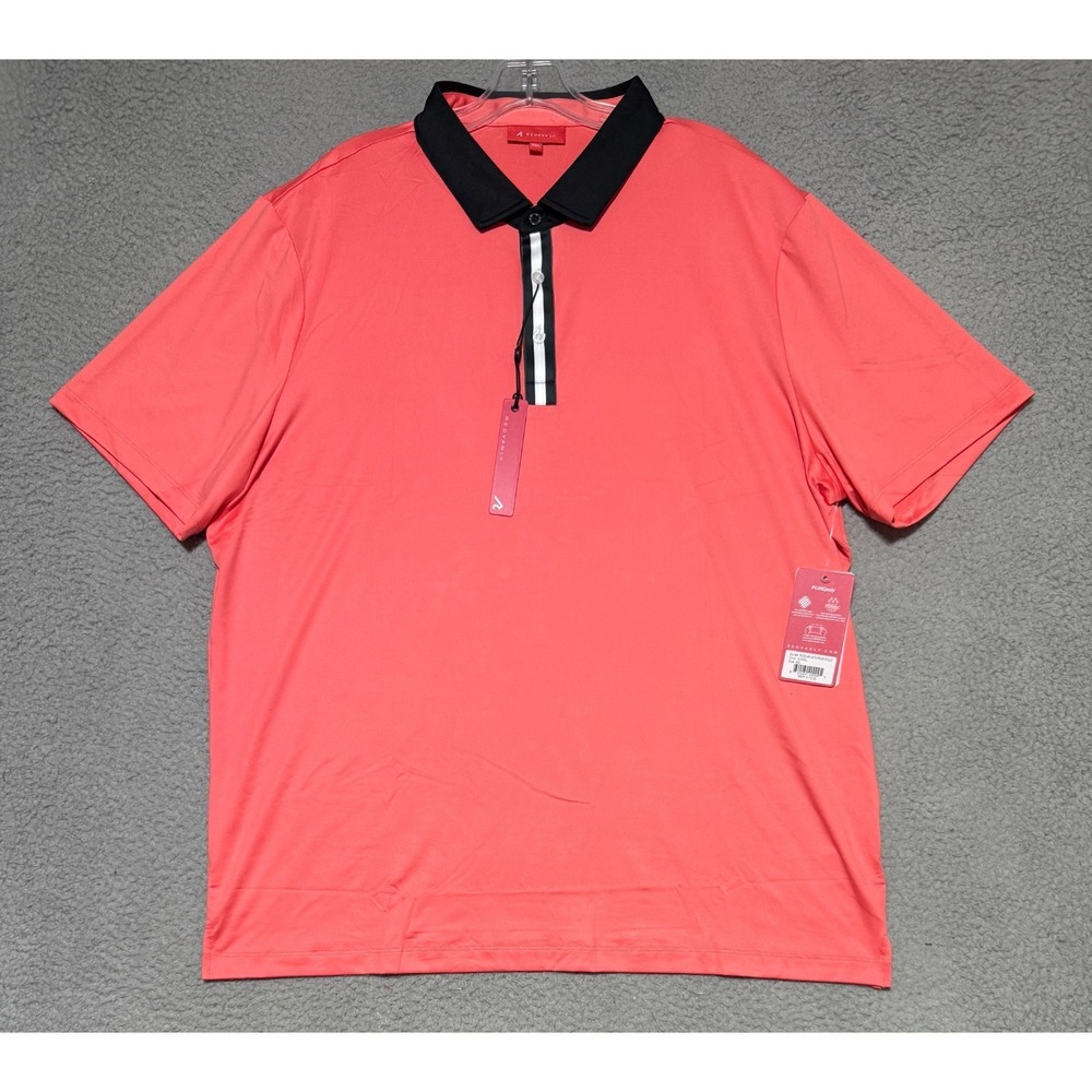 NEW REDVANLY Monroe Performance Polo Coral Mens 2XL Golf Activewear